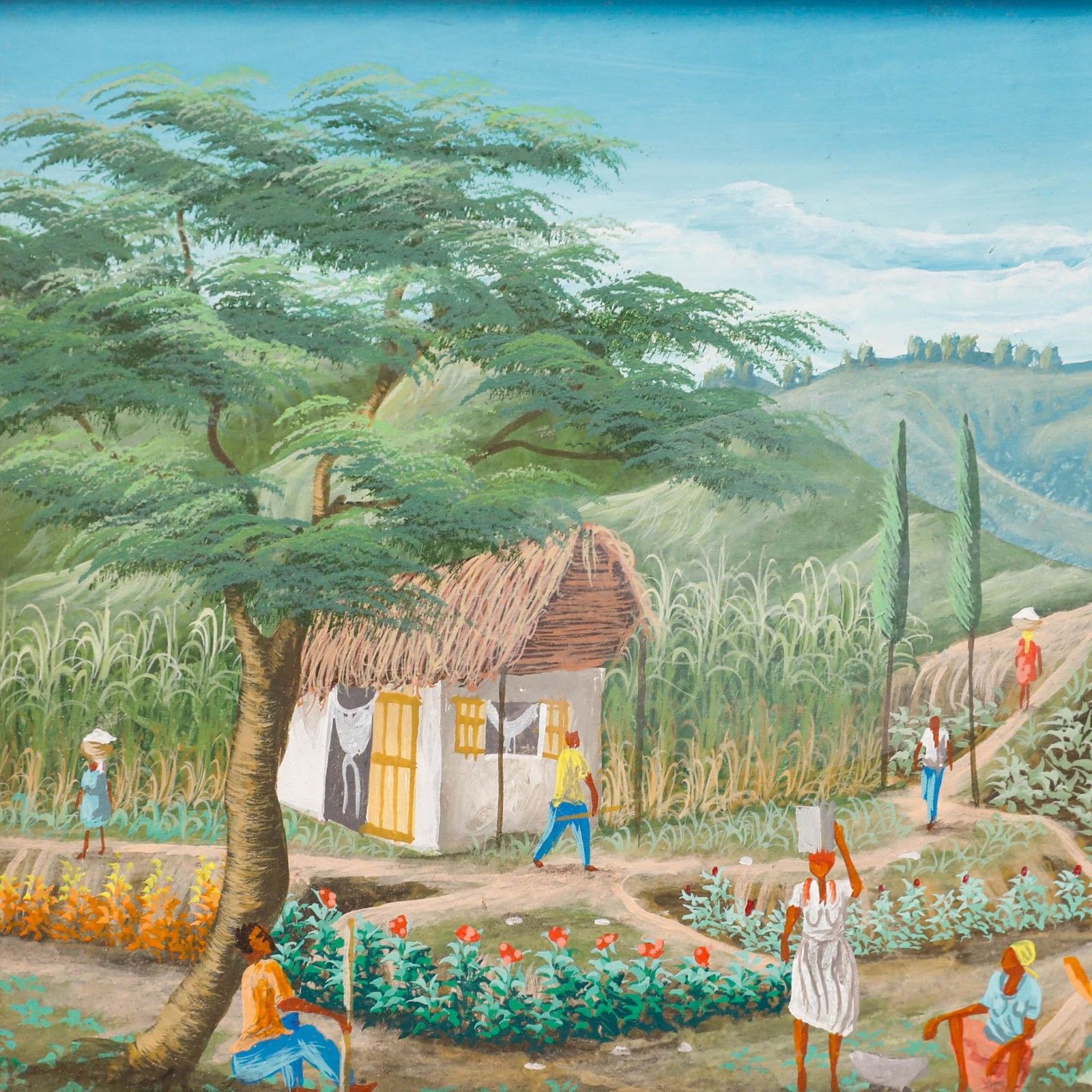 Arnoux Lobe Framed Haitian School 20th Century Oil, Crop Rotation photo Art