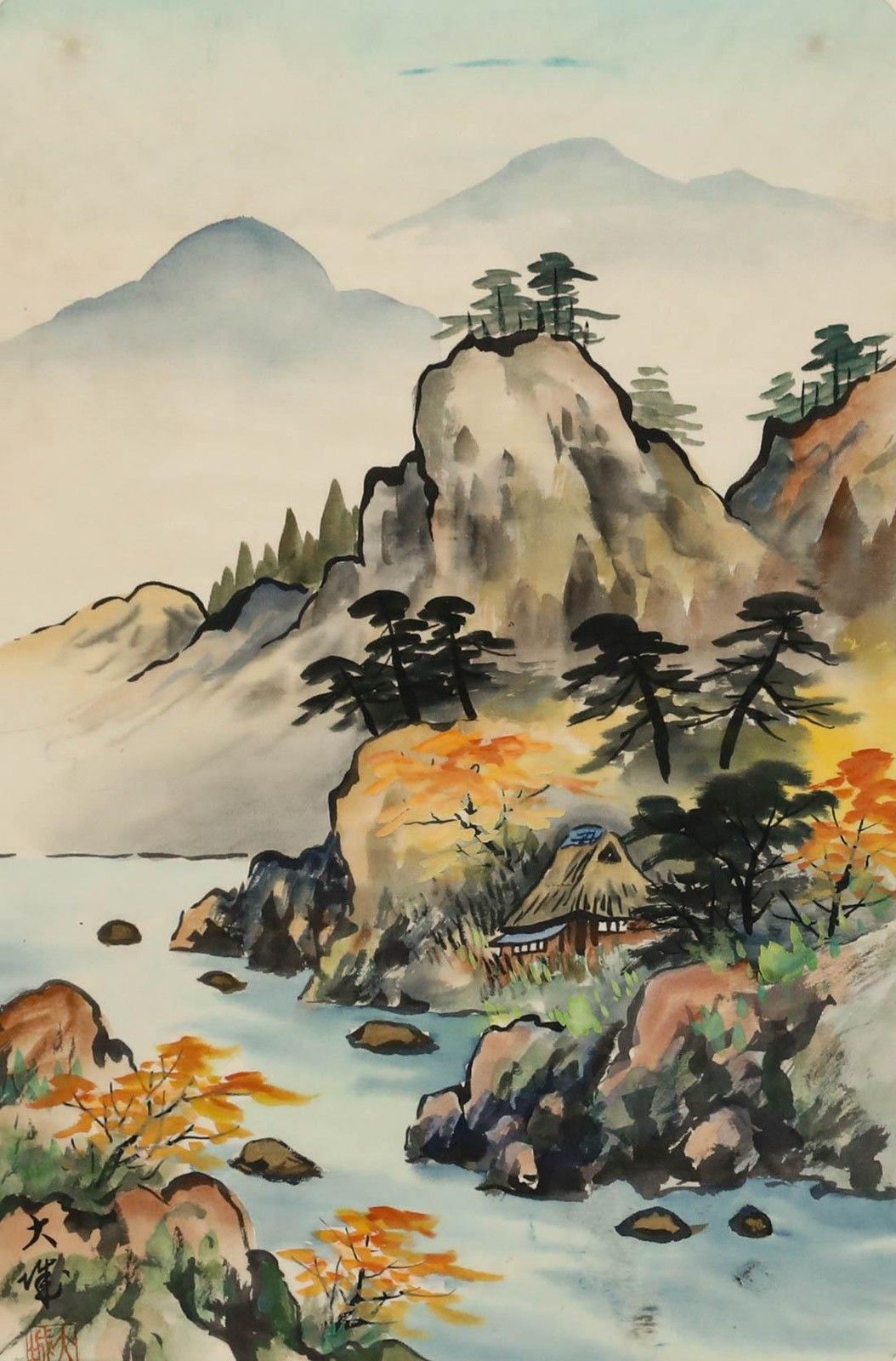 20th Century Gouache Autumn In The Himalayas photo furniture