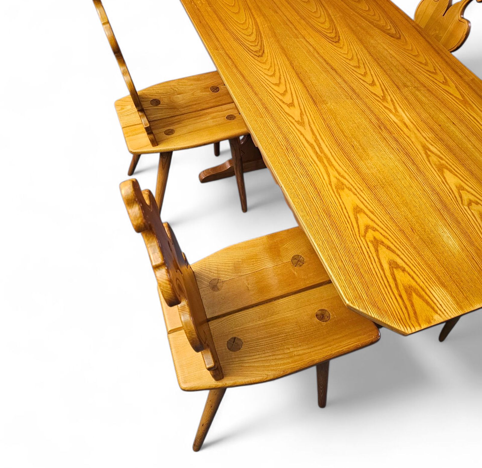 photo furniture Cepelia Tiroler Chairs / Table / Set Of 5 / Poland 1960s / Marked
