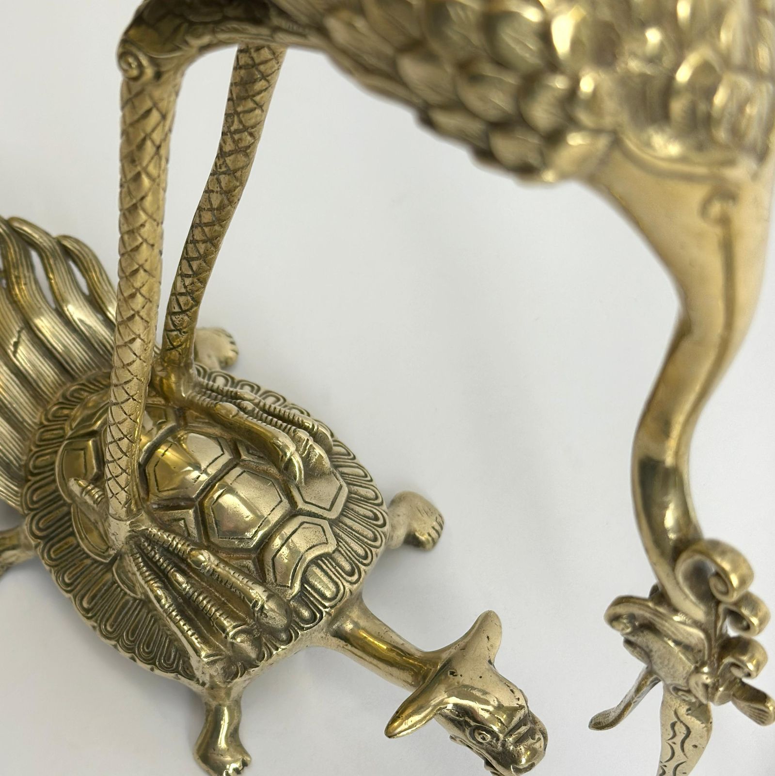 Brass Crane And Turtle Sculptures, Japanese Mid Century Pair, 1950s photo furniture