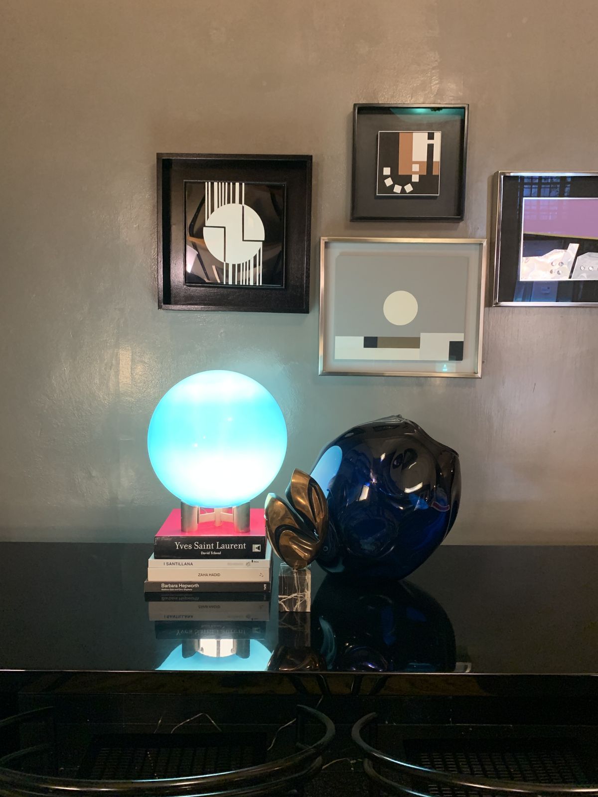 Roberto Menghi, Blue Glass Table Lamp For Venini, Italy, 1968 photo Lighting