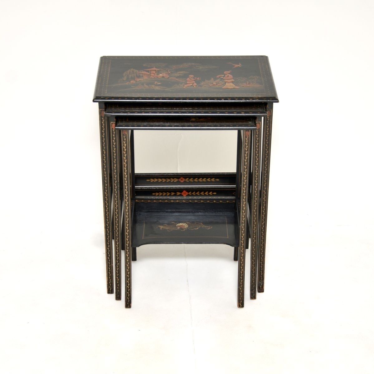 Antique Edwardian Lacquered Chinoiserie Nest Of Tables photo 748.0
