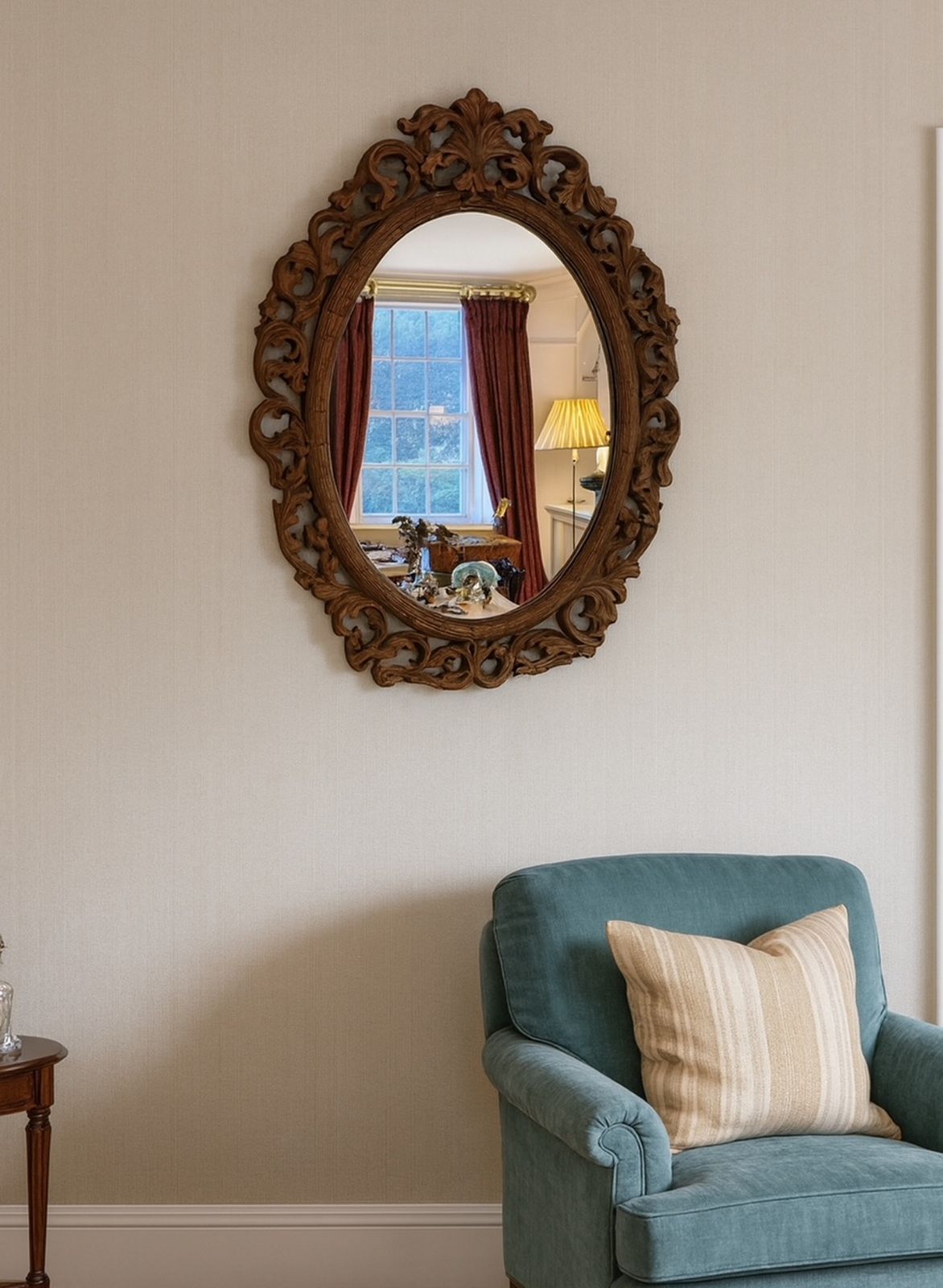 An Attractive Hand Carved Wood And Gesso Mirror photo 550.0