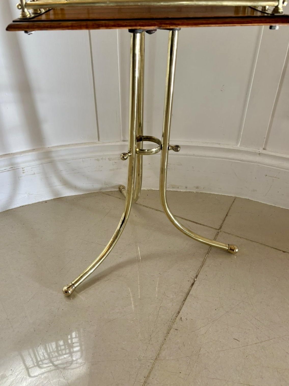 Antique 19th Century Quality Brass And Oak Magazine Stand photo for sale