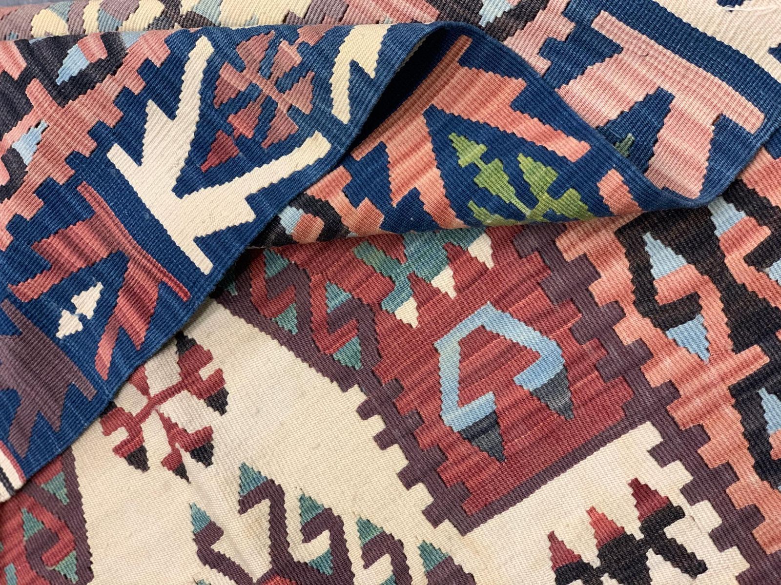 Antique Turkish Kilim Rug, Terracotta Chevron & Geometric Wool Flatweave photo Textiles