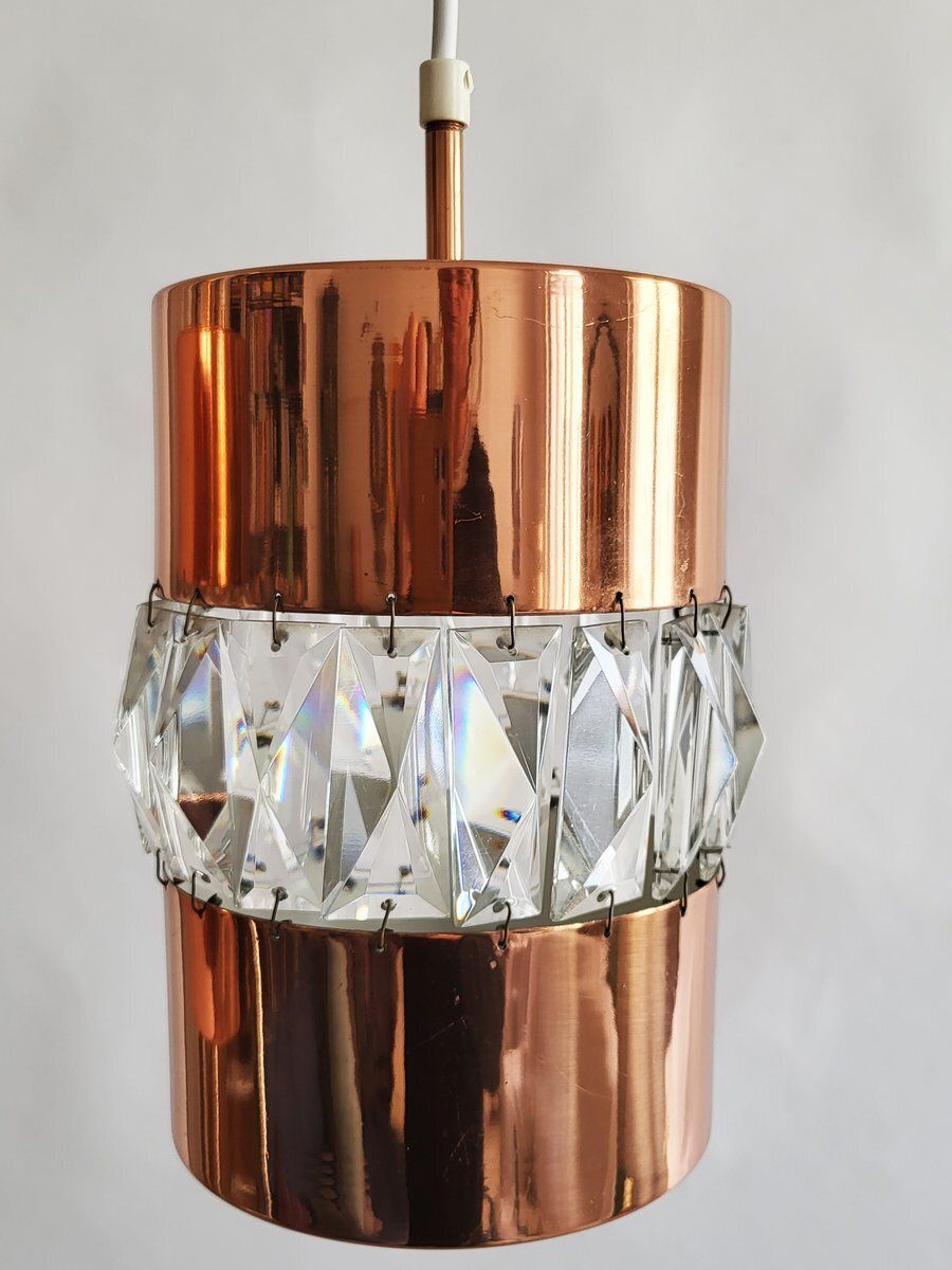 Modernist Crystal And Copper Pendant Lights By Bakalowits & Söhne, Austria, 1960s, Set Of 3 photo 1450.0