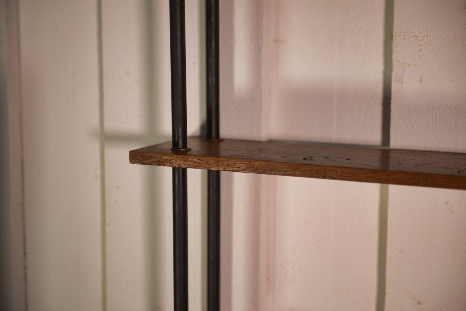 1960's Oak Shelf And Steel Tube photo for sale