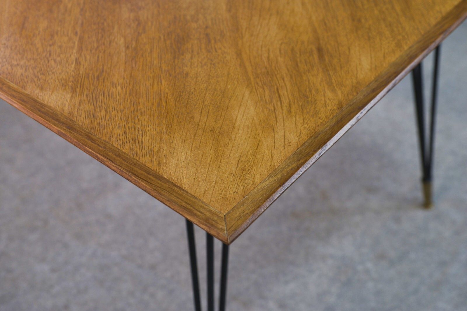 1545.0 1960's Italian Design Cast Iron Bronze Oak Table And Stand photo