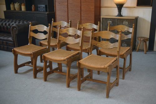 Set Of 6 Chairs In The Taste Of Guillerme Et Chambron 1950's