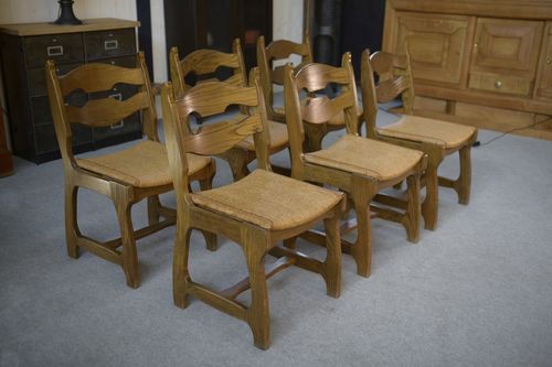 Set Of 6 Chairs In The Taste Of Guillerme Et Chambron 1950's photo vintage
