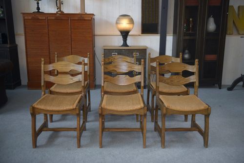 photo for sale Set Of 6 Chairs In The Taste Of Guillerme Et Chambron 1950's