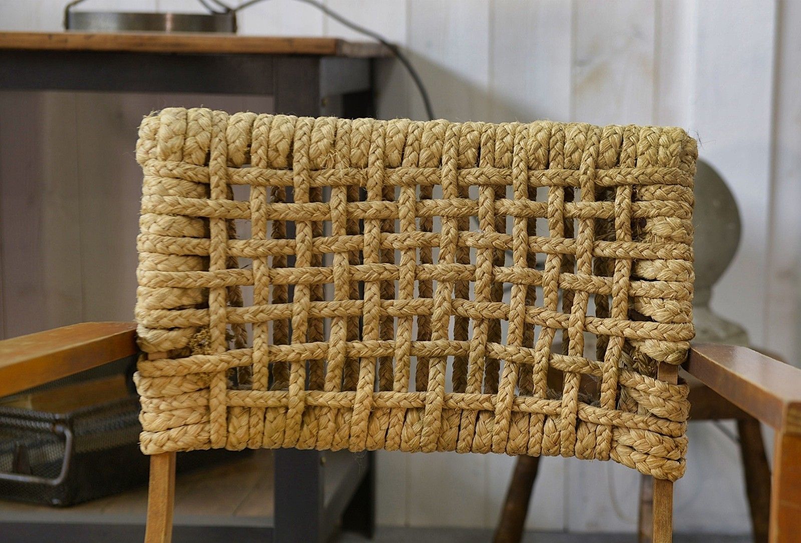 photo vintage Set Of 6 Woven Rope Chairs By Adrien Audoux & Frida Minet 1940's