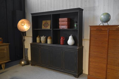 1960's Two Body Sideboard Black 4 Door Lower Part photo vintage
