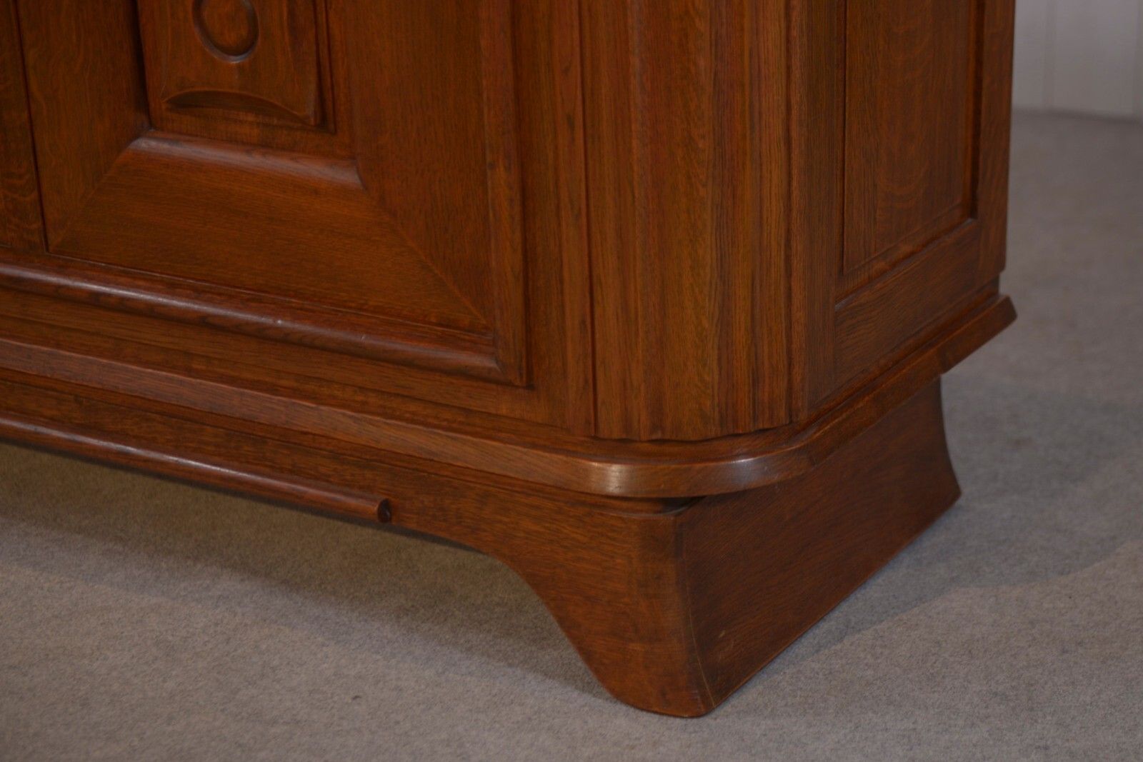 1950's Solid Oak 3 Door Sideboard Curved Feet photo buy