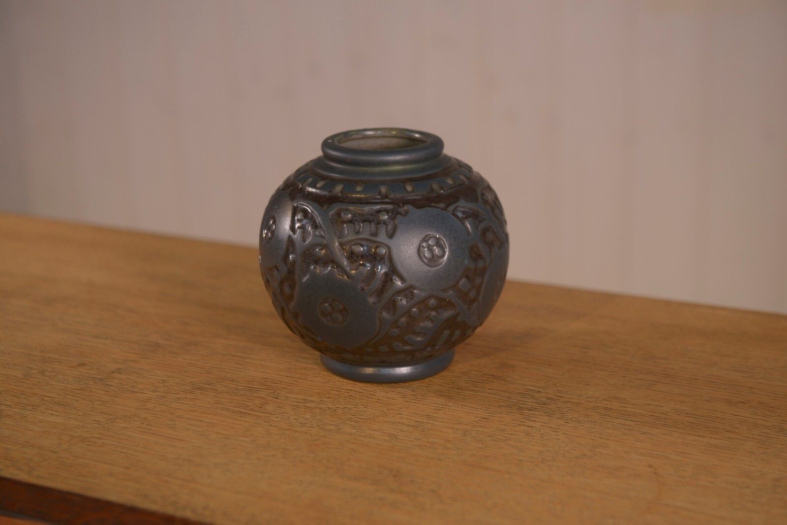 Art Deco Ceramic Vase By Georges Condé Grés Mougin Nancy France 1930's photo for sale
