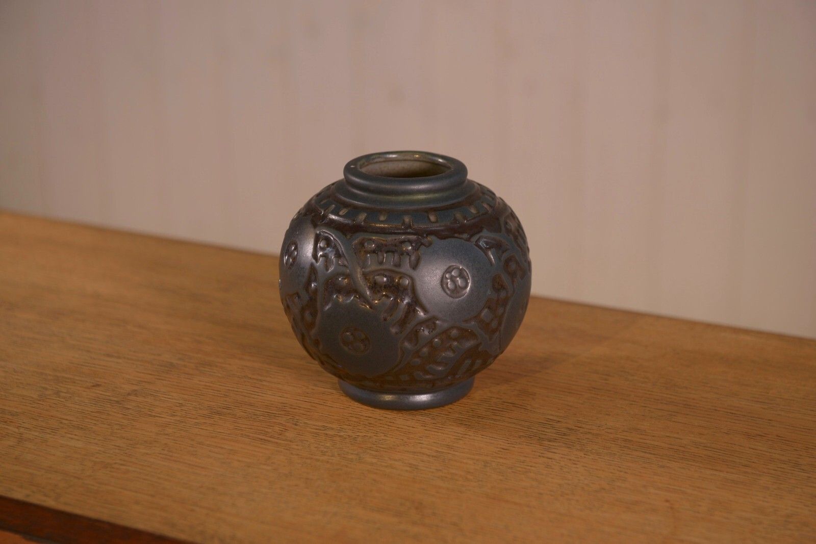 Art Deco Ceramic Vase By Georges Condé Grés Mougin Nancy France 1930's photo 499.0