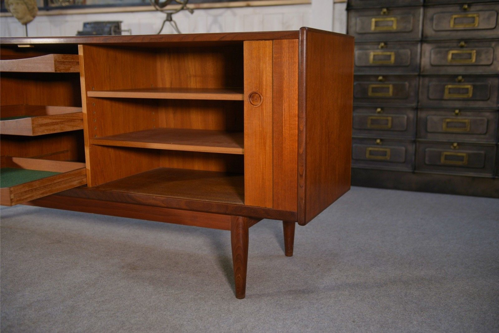 Furniture Scandinavian Teak Sliding Door Row By Svend Aage Larsen 1960's photo