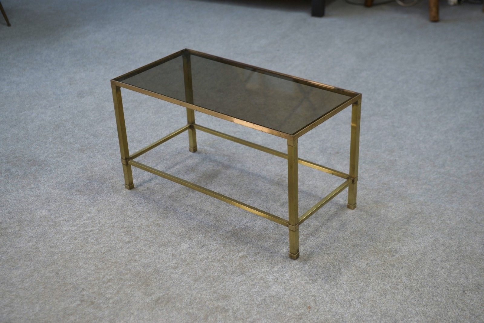 1950's Brass And Smoked Glass Coffee Table