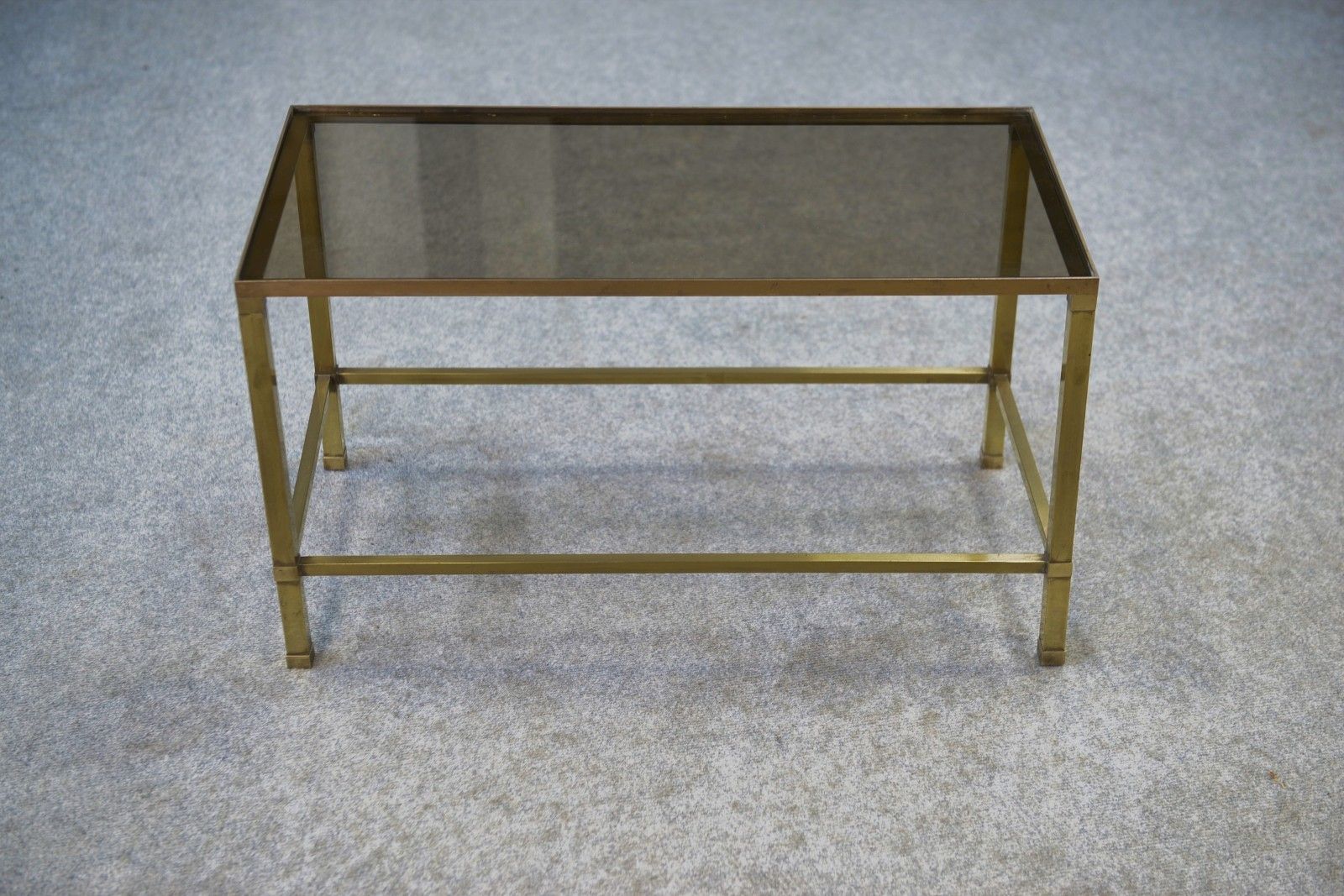 1950's Brass And Smoked Glass Coffee Table photo furniture