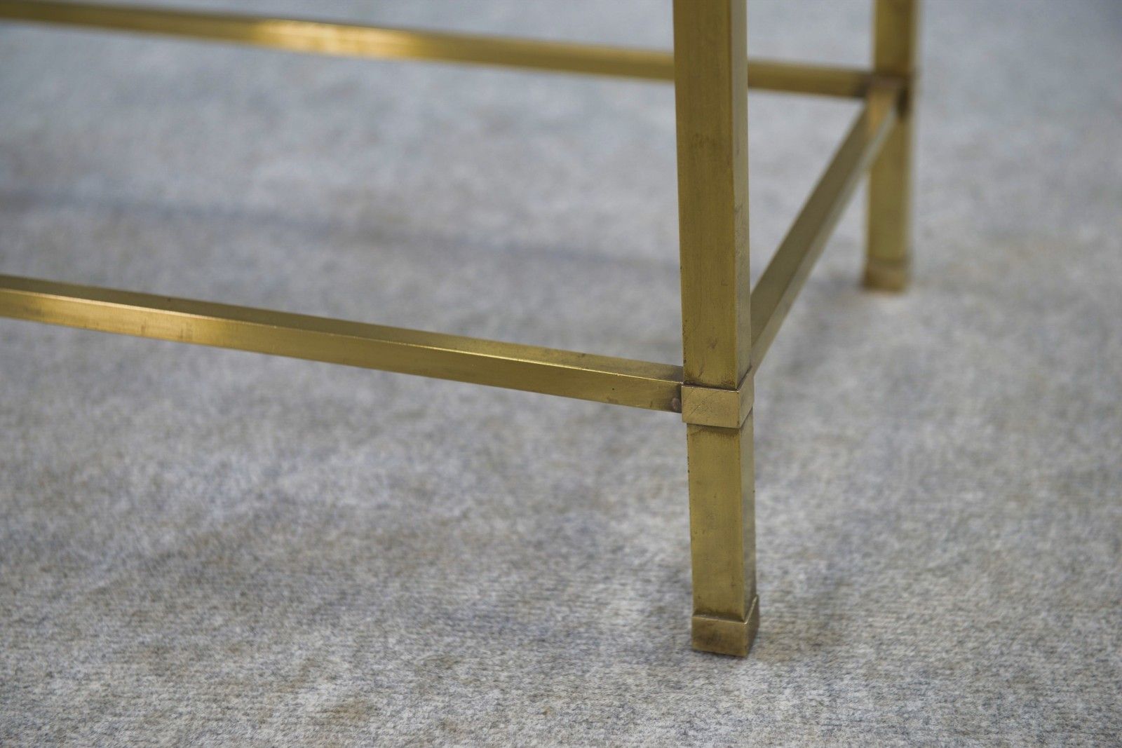 1950's Brass And Smoked Glass Coffee Table photo vinterior