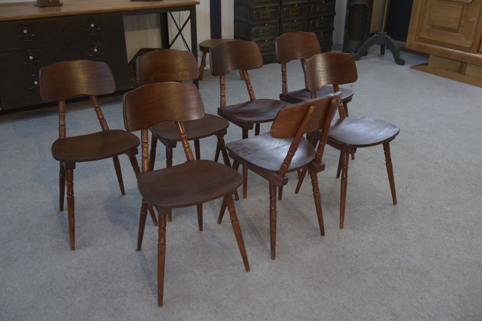 Set Of 7 Oak And Beech Plywood Chairs photo for sale