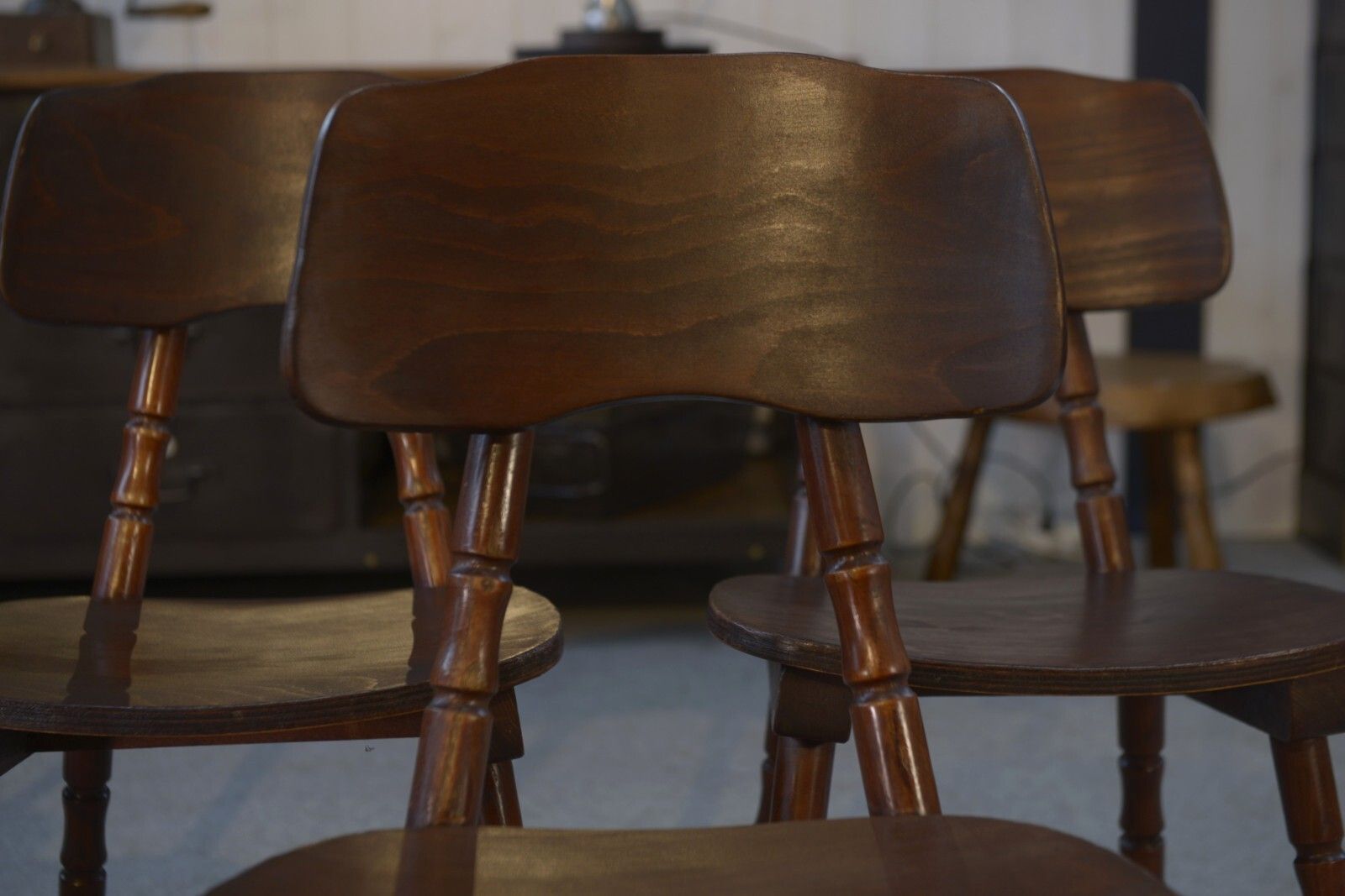 Set Of 7 Oak And Beech Plywood Chairs photo Furniture