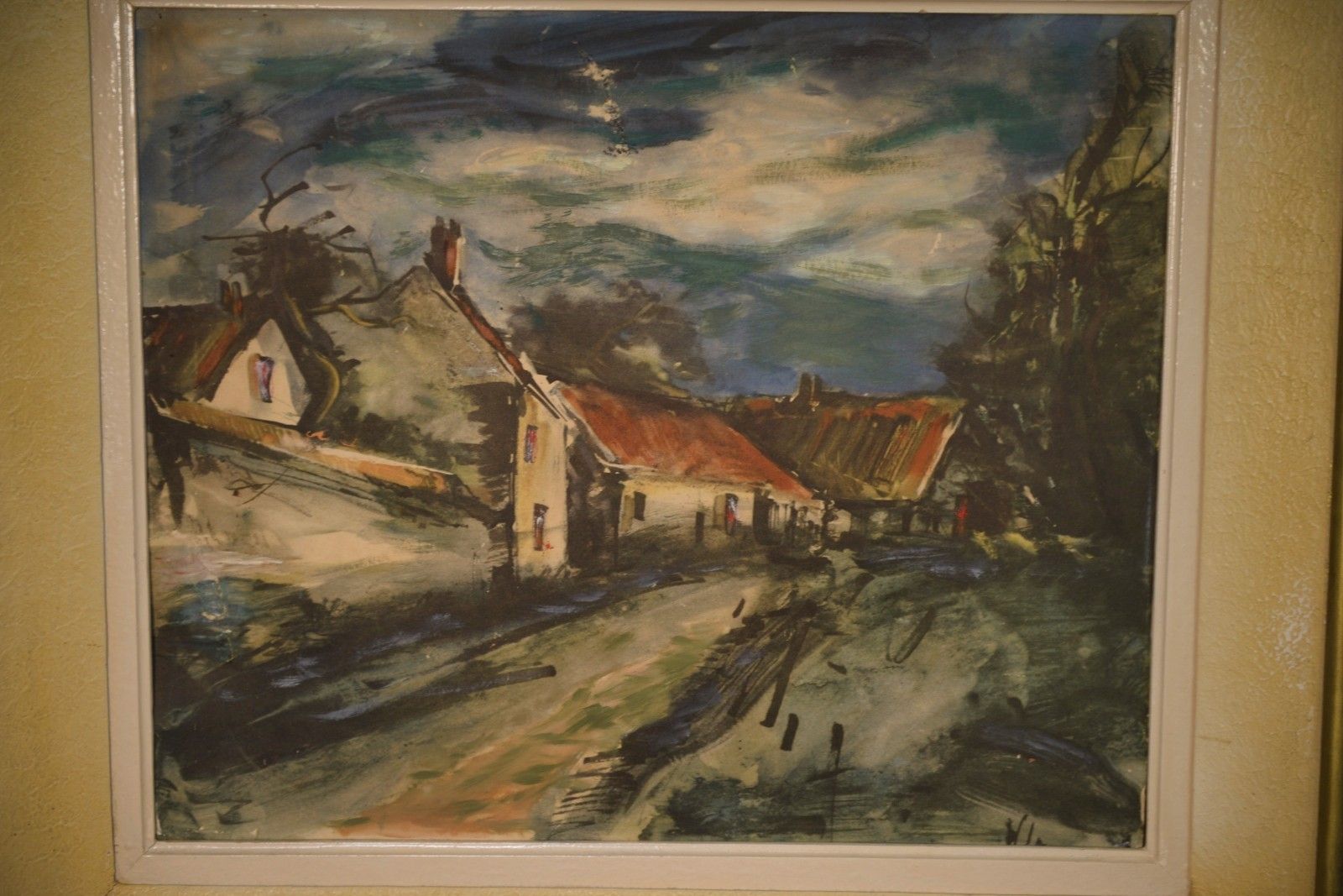 1960's The Village Lane Reproduction Painting photo buy