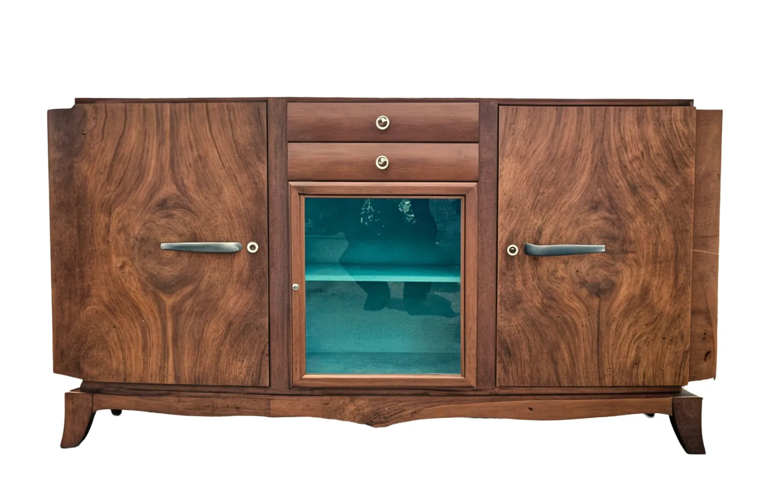1960 Walnut Veneer 3 Door 2 Drawer Sideboard