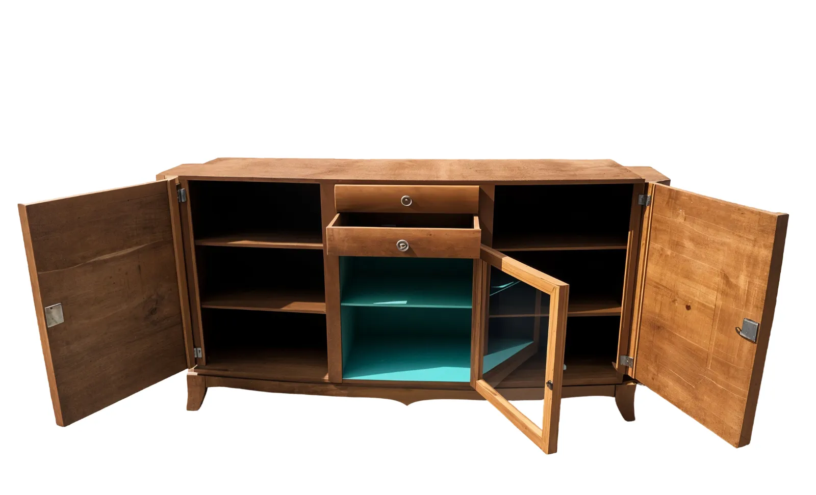 1960 Walnut Veneer 3 Door 2 Drawer Sideboard photo furniture
