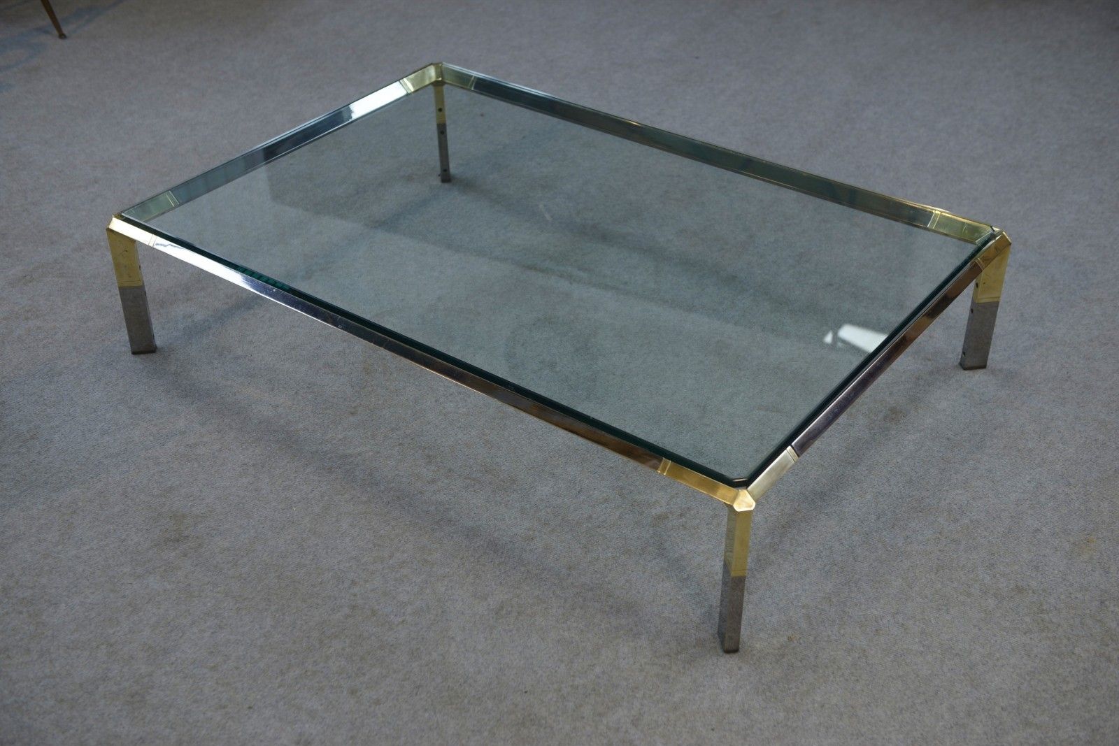photo furniture Glass And Chrome Metal Coffee Table By Philippe Parent France 1970's