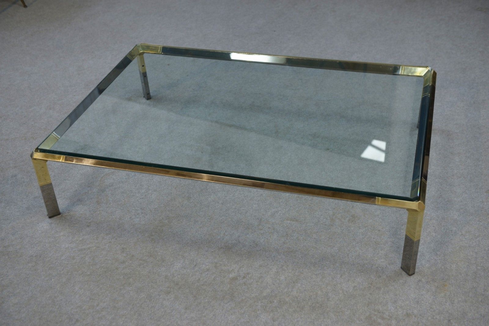Furniture Glass And Chrome Metal Coffee Table By Philippe Parent France 1970's photo