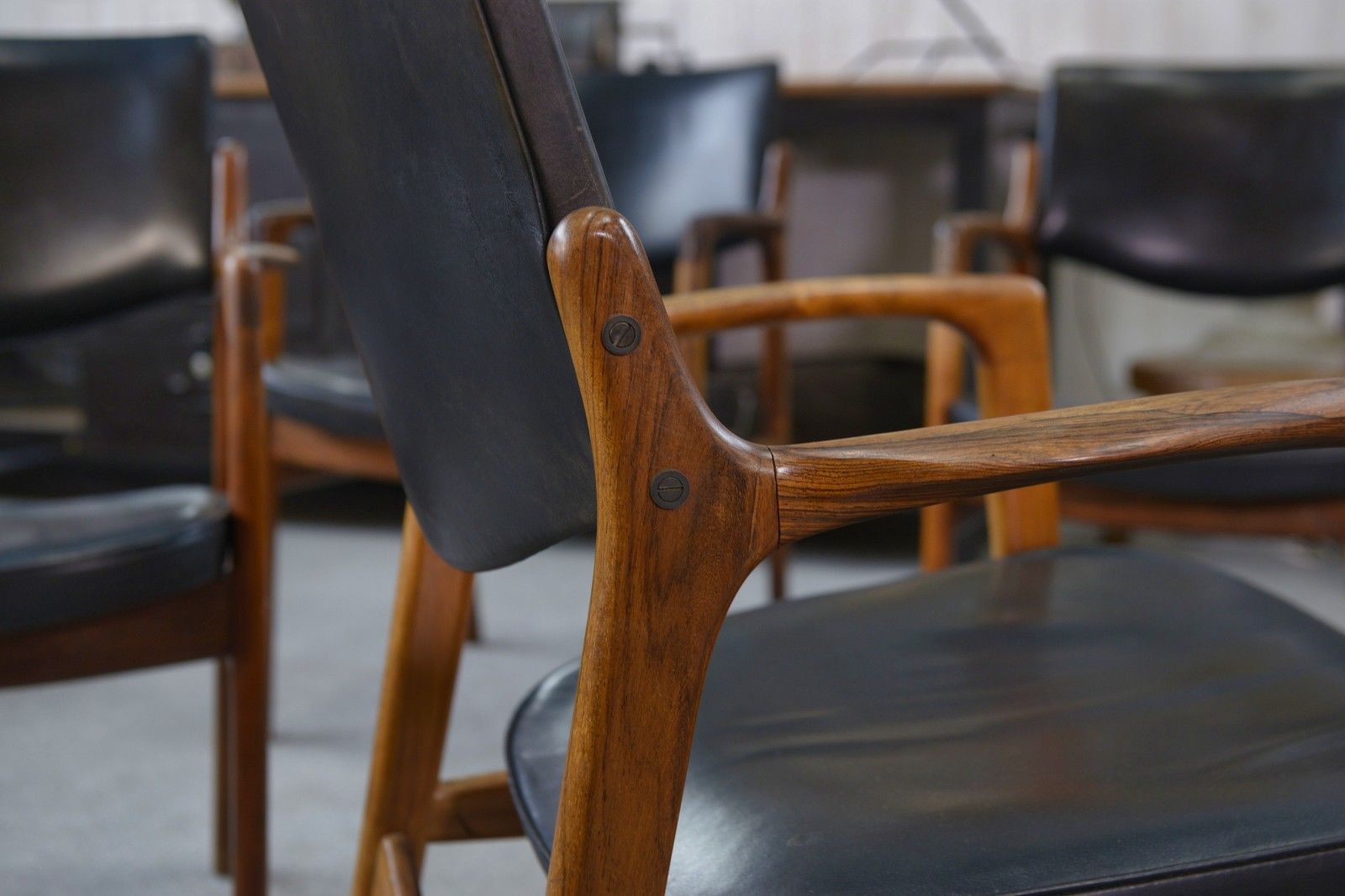 Set Of 6 Scandinavian Leather And Rosewood Armchairs By Gondo Gravesen photo 6611.0