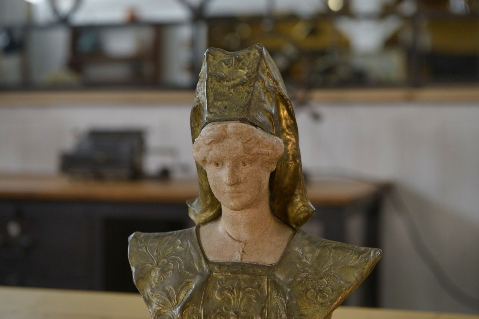 Bronze And Ceramic Bust Signed Henri Louis Levasseur Late 19th Century photo furniture