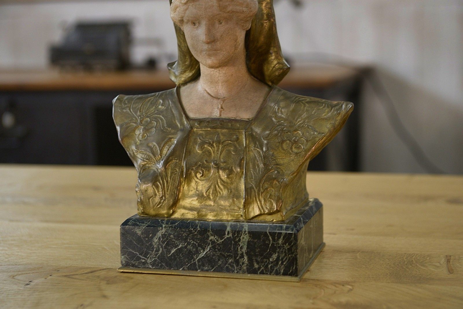 Bronze And Ceramic Bust Signed Henri Louis Levasseur Late 19th Century photo Art