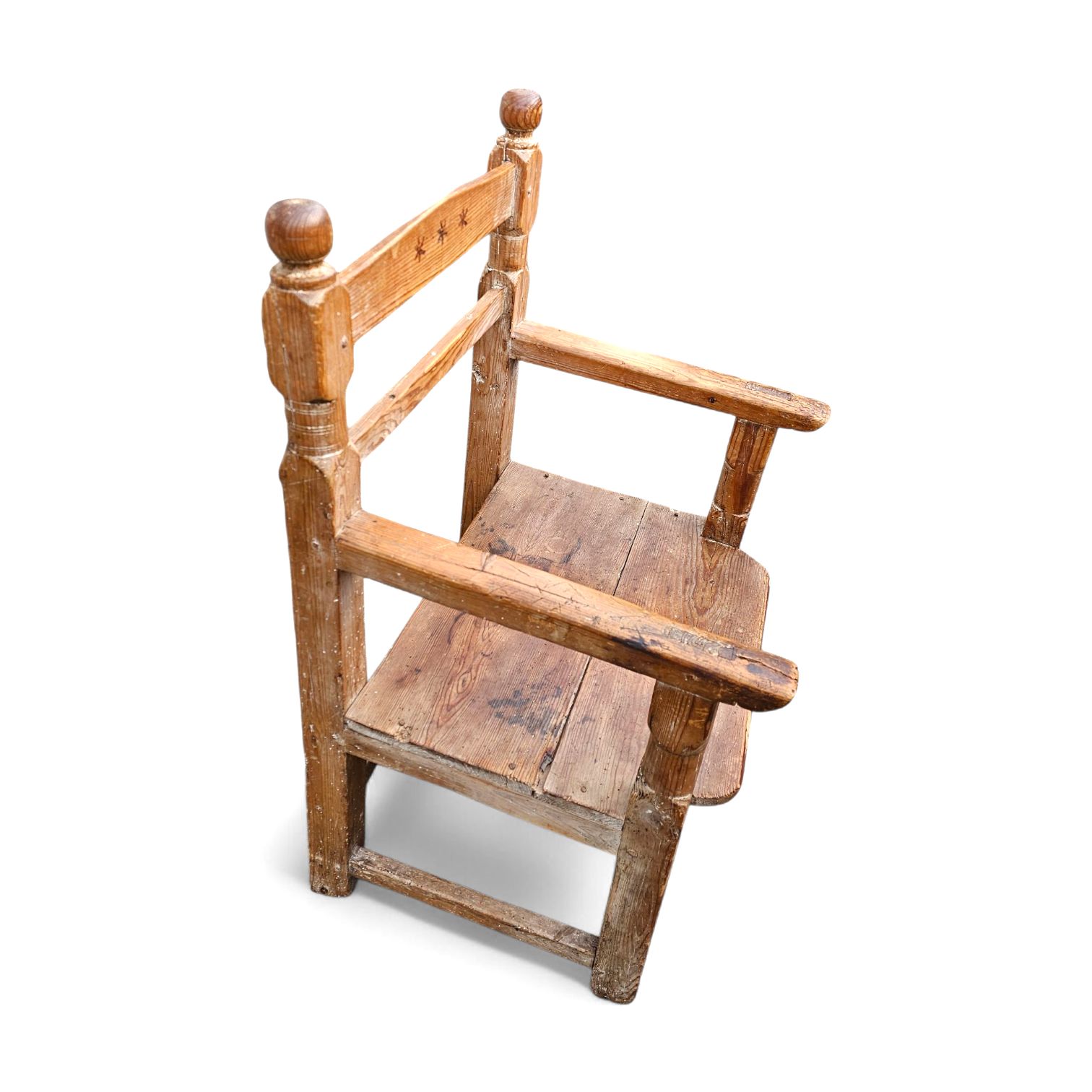 Old Spanish Pine Wood Arm Chair photo vintage