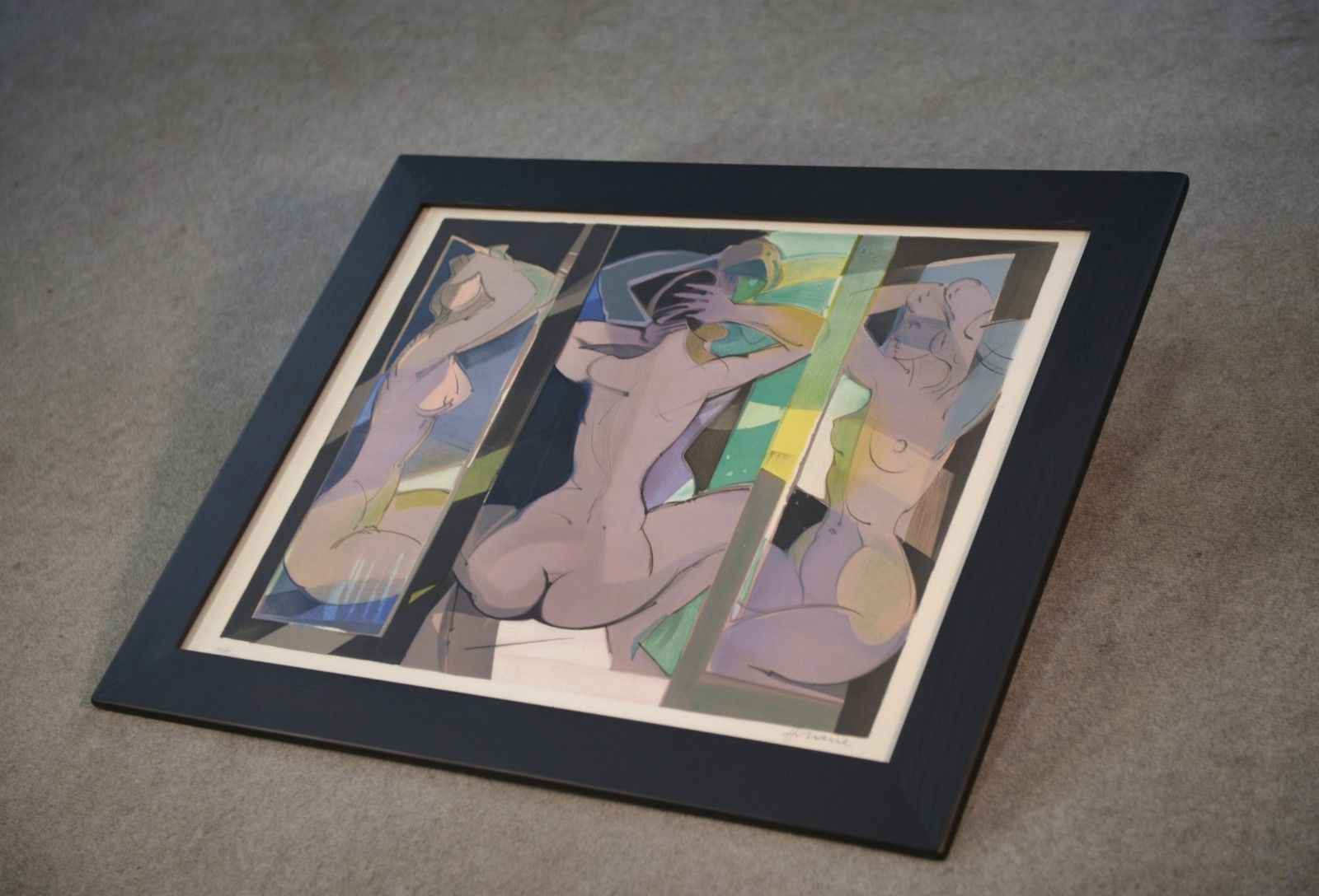"Three Nudes" Painting/Lithograph By Camille Hilaire, Numbered Artist Proof photo for sale