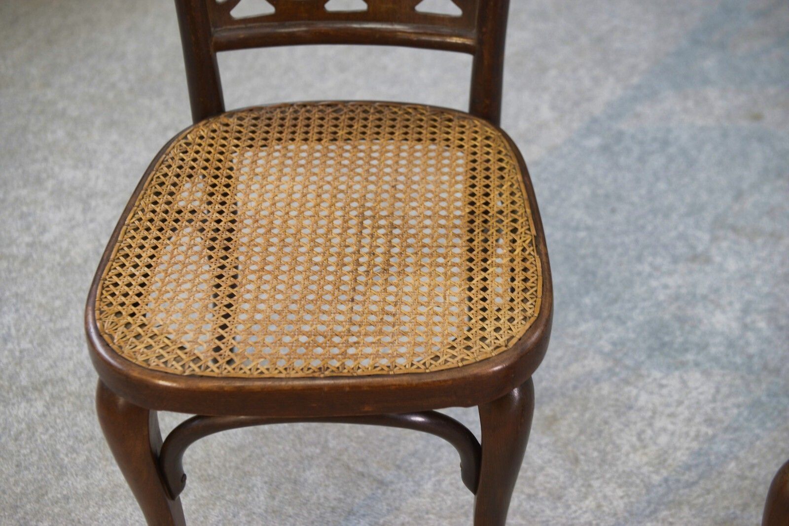photo for sale Pair Of Art Nouveau Curved Beech Wood Chairs Attributed To Koloman Moser