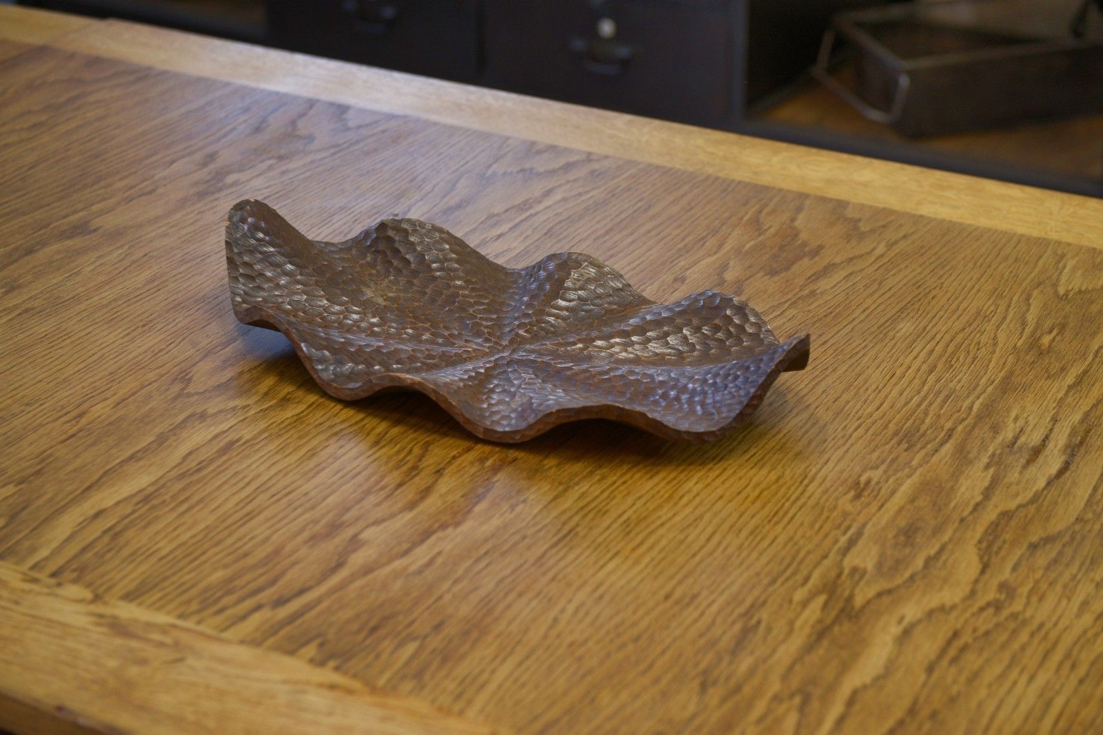 1950's Brutalist Oak Centerpiece photo vintage