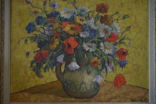 Still Life Painting Numbered 12 Signed Montparnasse Frame Carved Patinated 20th Century photo Art