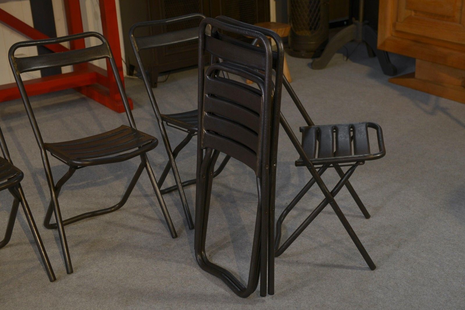 Chaises Pliantes Industrielles Assemblage Par Brasure Travail Français Vers 1950 photo furniture