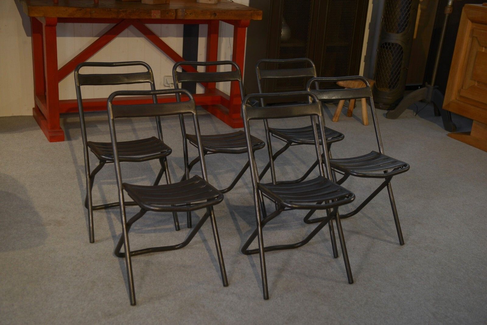 Chaises Pliantes Industrielles Assemblage Par Brasure Travail Français Vers 1950 photo buy