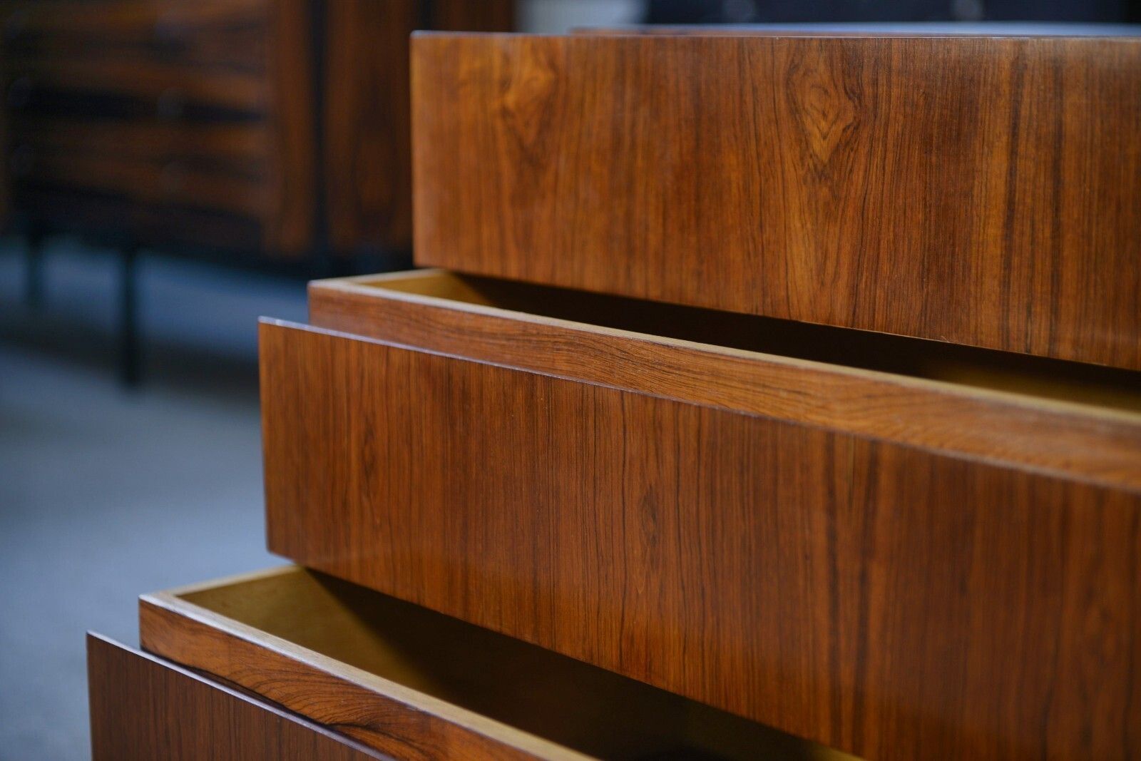 1960's Scandinavian Rosewood 3 Drawer Chest Of Drawers photo vintage