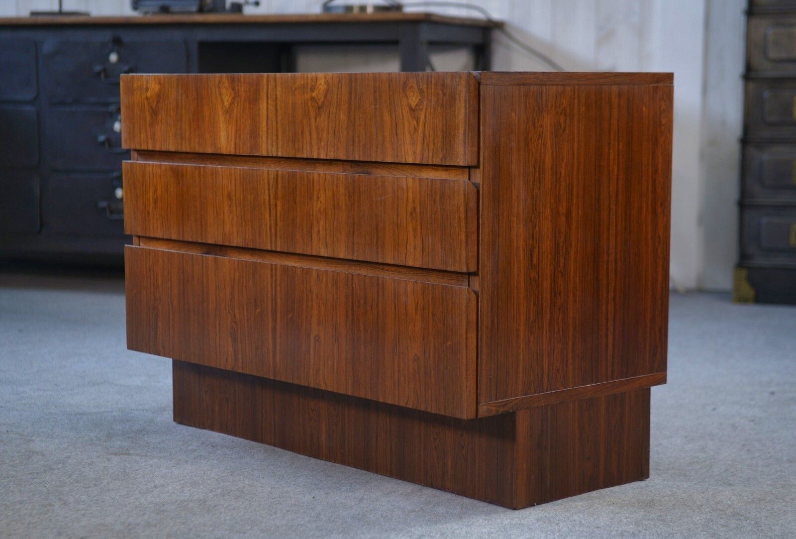 photo furniture 1960's Scandinavian Rosewood 3 Drawer Chest Of Drawers
