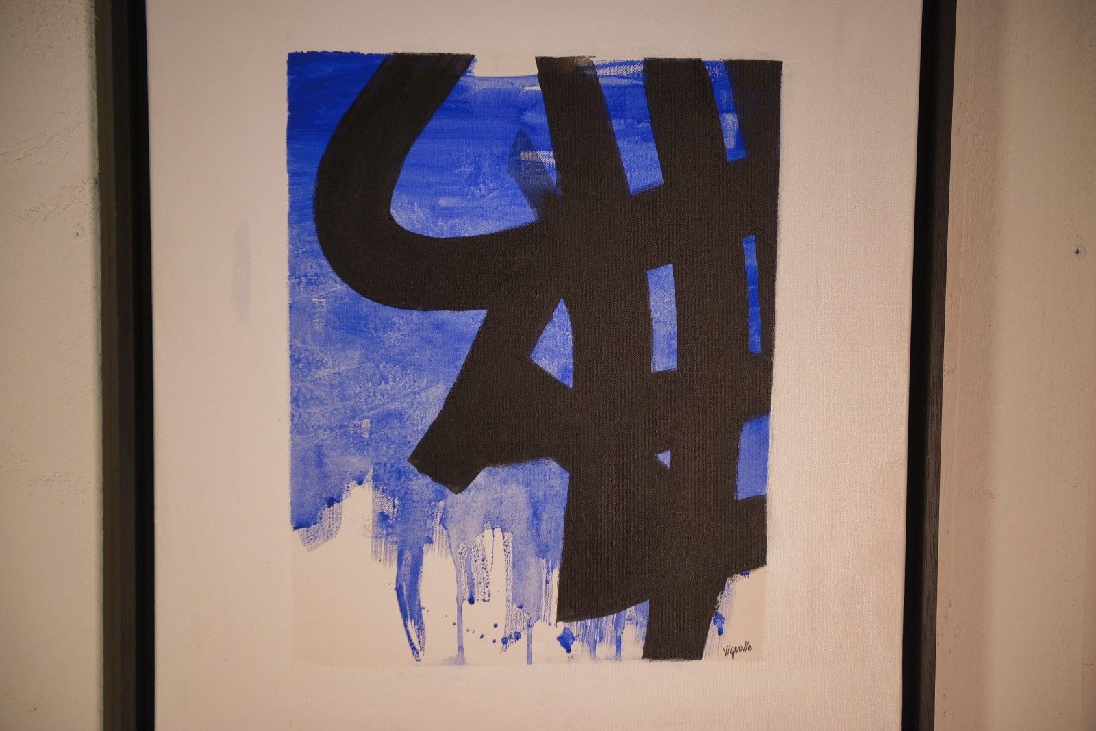 Abstract Painting "Homage To Pierre Soulages" By Lucien Vignolle photo furniture