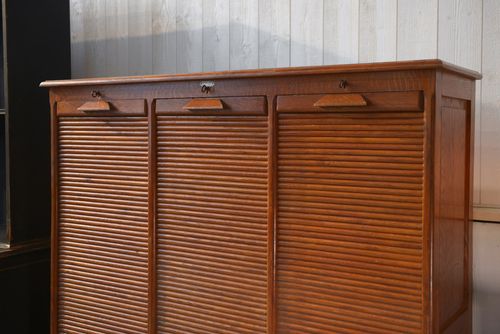 photo for sale 1950's "Au Vieux Chêne" Brand Wooden Shutter Notary Furniture