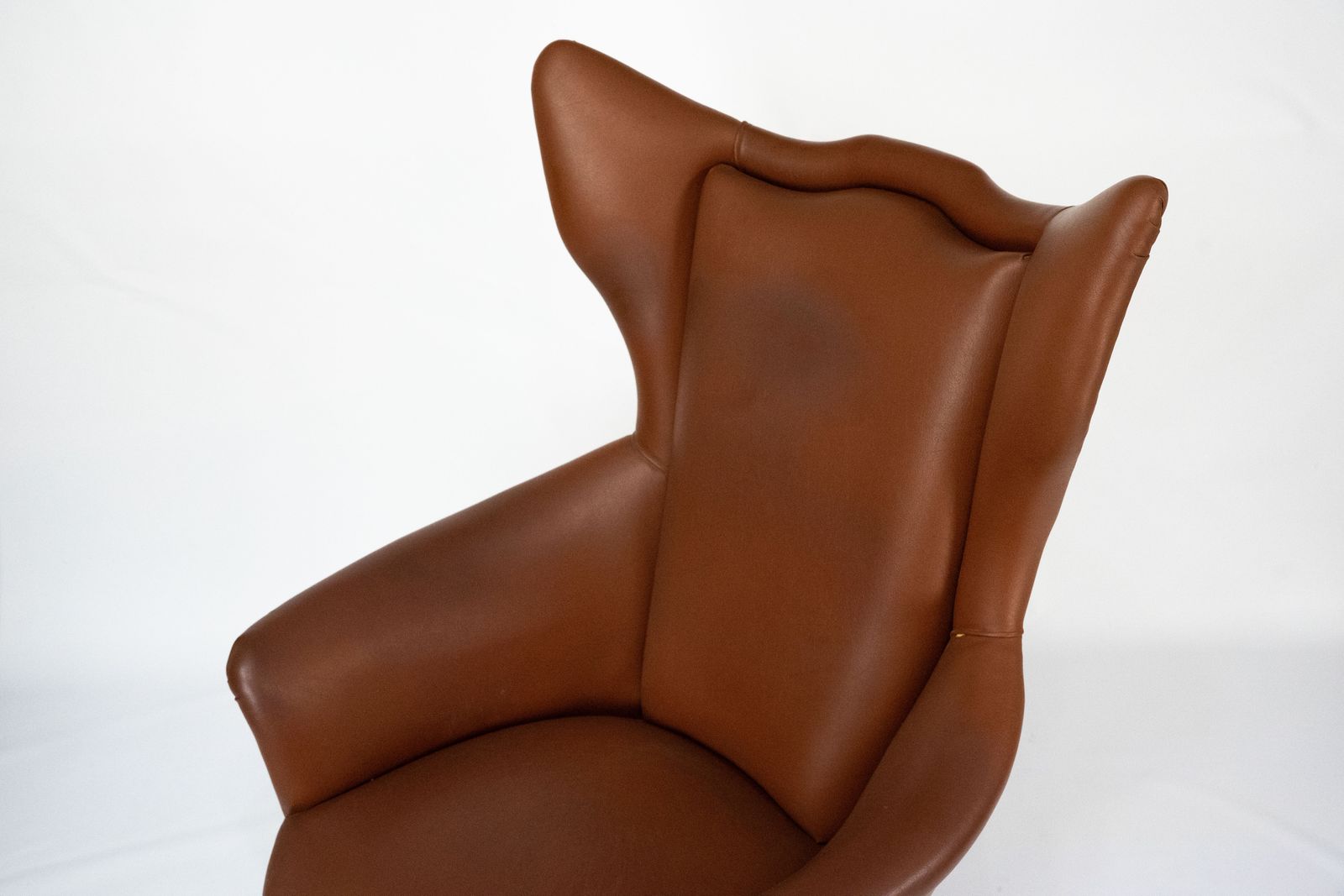 Furniture Mid Century Italian Wingback Armchair In Leatherette, 1950s photo