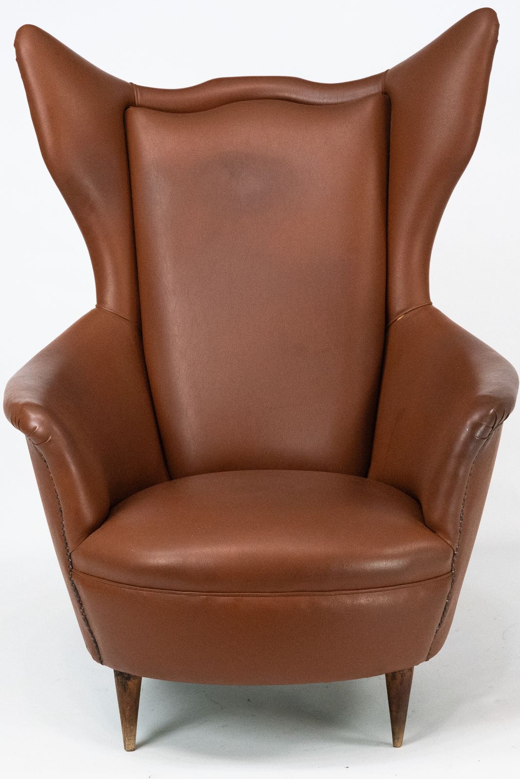Mid Century Italian Wingback Armchair In Leatherette, 1950s