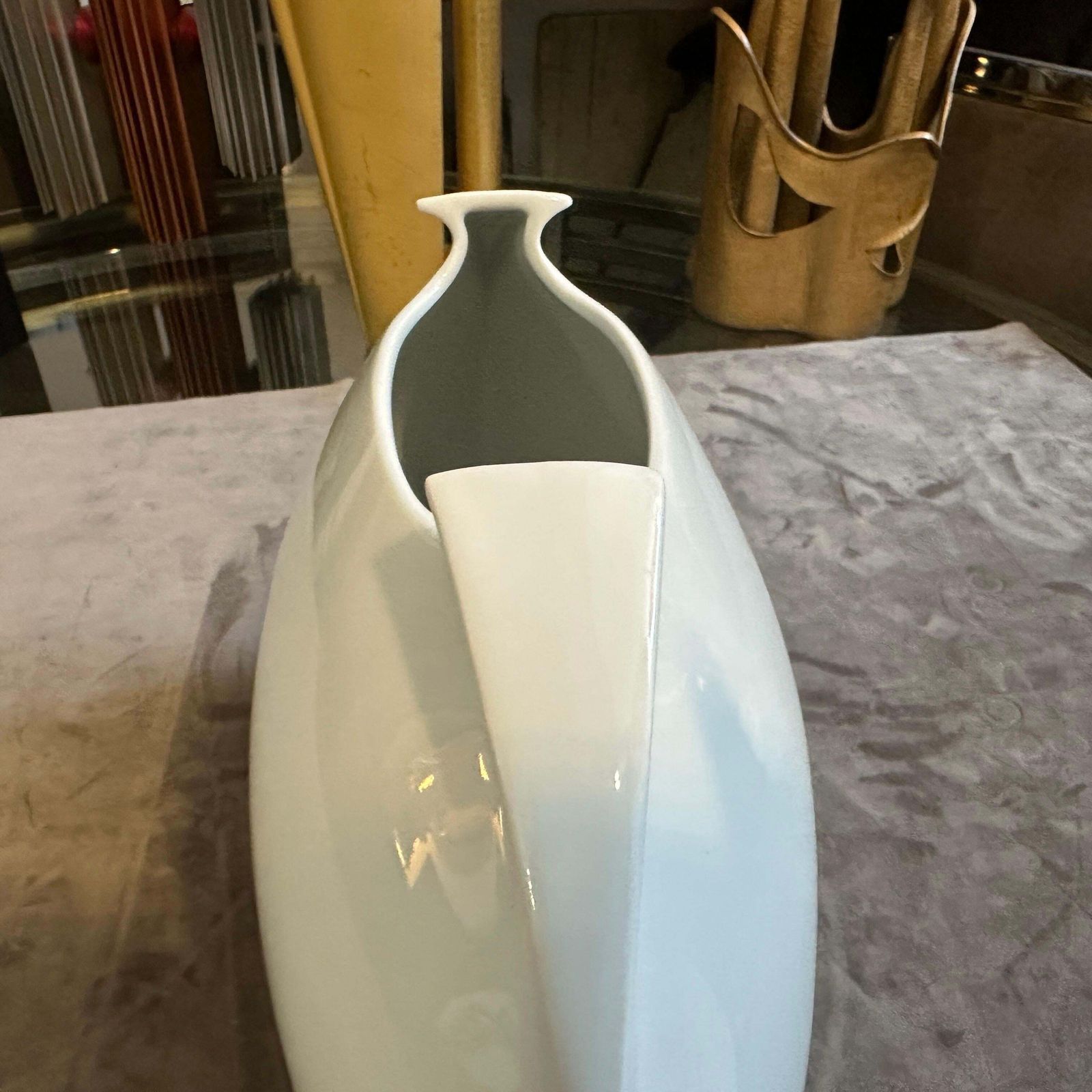 1990s Minimalist White Porcelain Tasca Vase By Lino Sabattini For Rosenthal photo furniture
