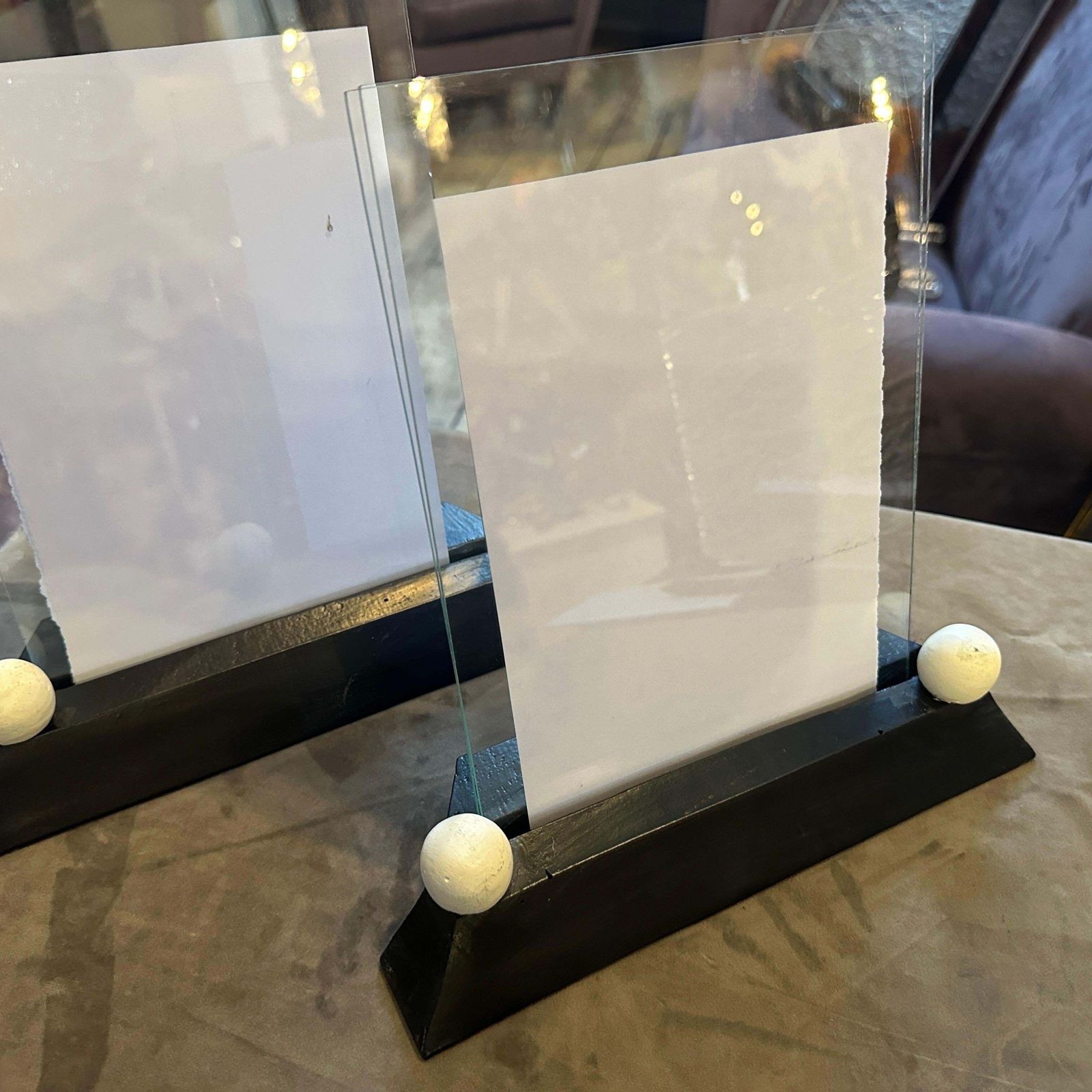 Two Art Deco Black And White Lacquered Wood And Glass French Picture Frames photo for sale