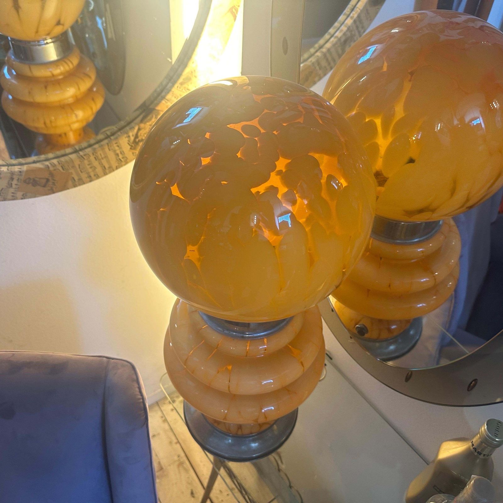 1970s Space Age Yellow Glass And Metal Table Lamp Carlo Nason For Mazzega photo 1763.0